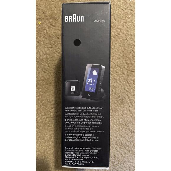Braun Radio Controlled Weather Station, BNC013-RC, With Outdoor Sensor, New - Picture 2 of 6